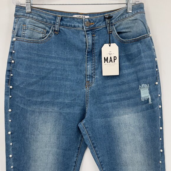 The M.A.P. Pearl Plus Embellished Skinny Blue Jeans  Size 2XL  Stretch Denim NWT - Picture 2 of 14